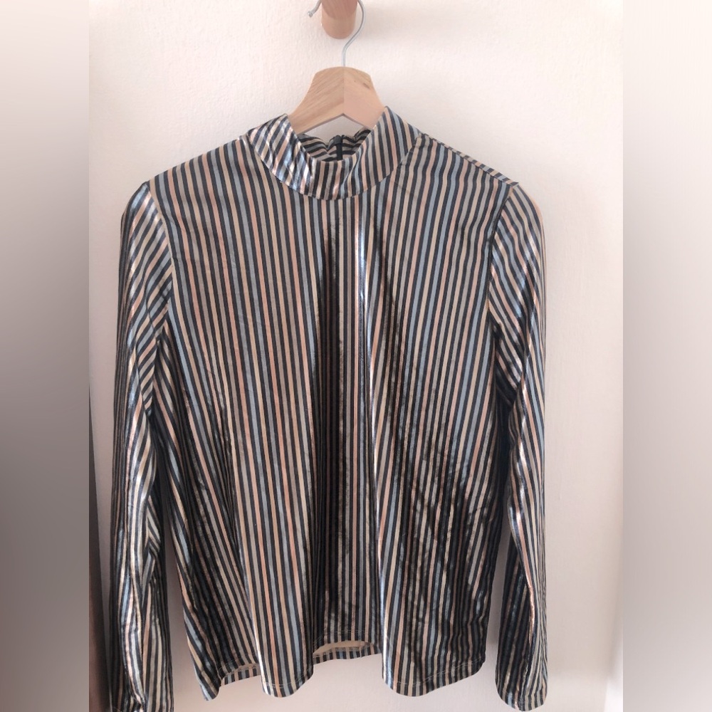 Zara striped shirt, SIZE S, mock neck